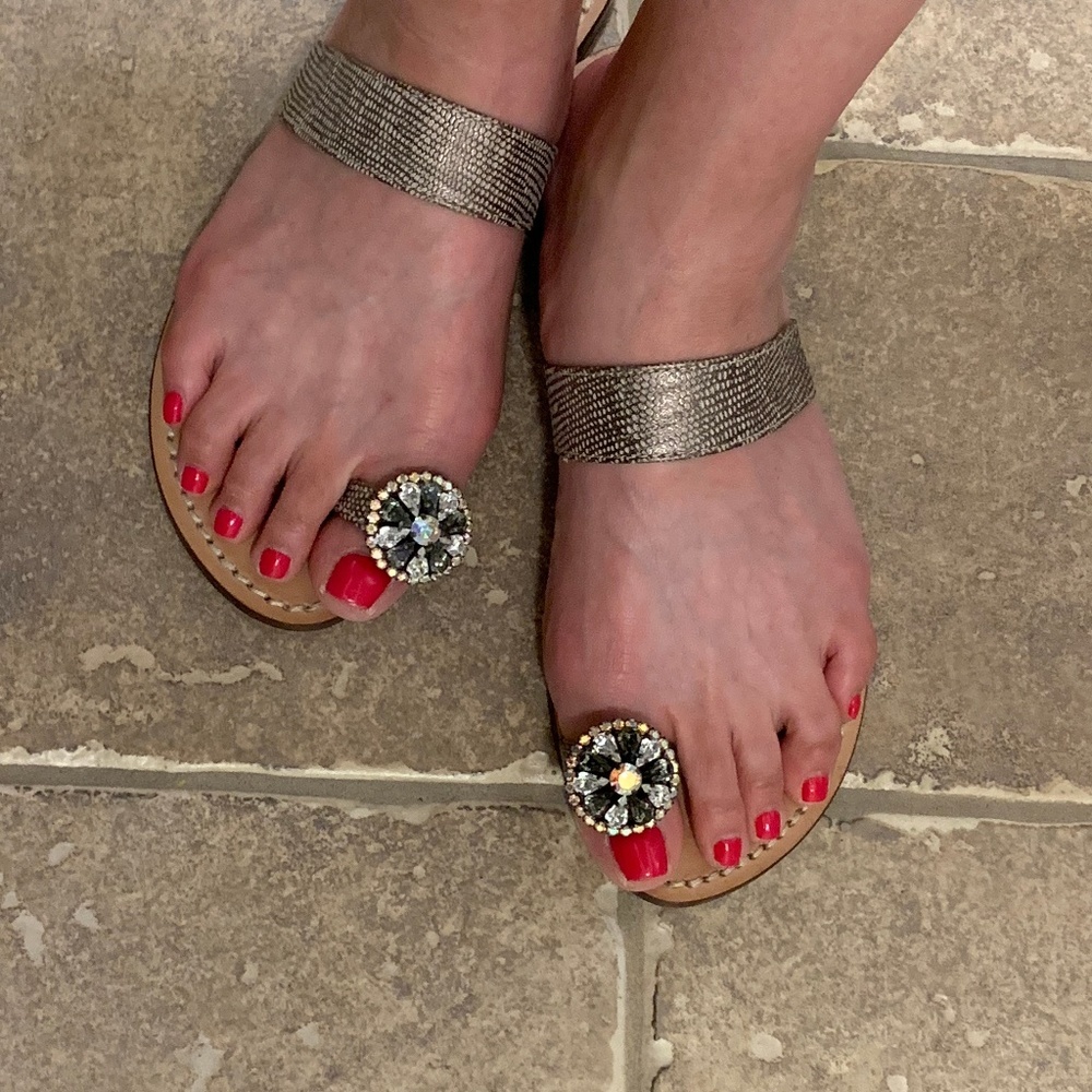 Emanuela Caruso Silver/Gold Jeweled Sandals